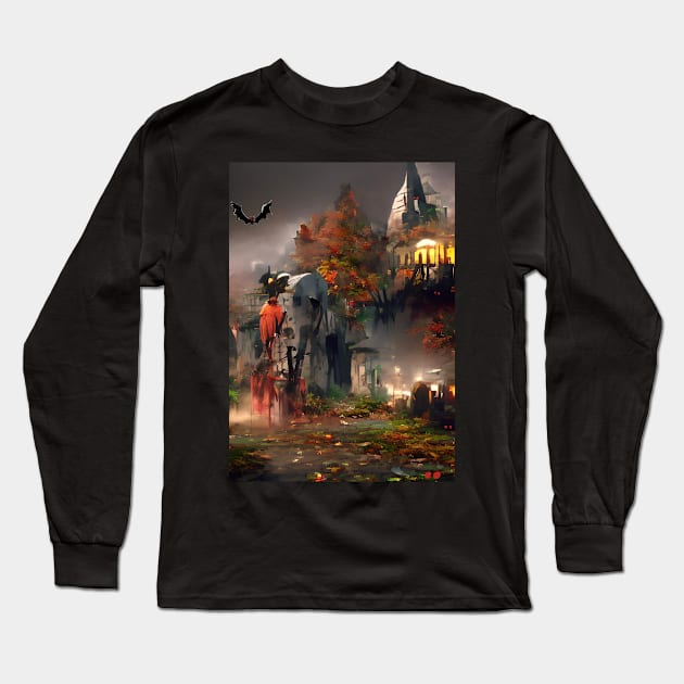 SPOOKY SURREAL HALLOWEEN AT NOTRE DAM Long Sleeve T-Shirt by sailorsam1805